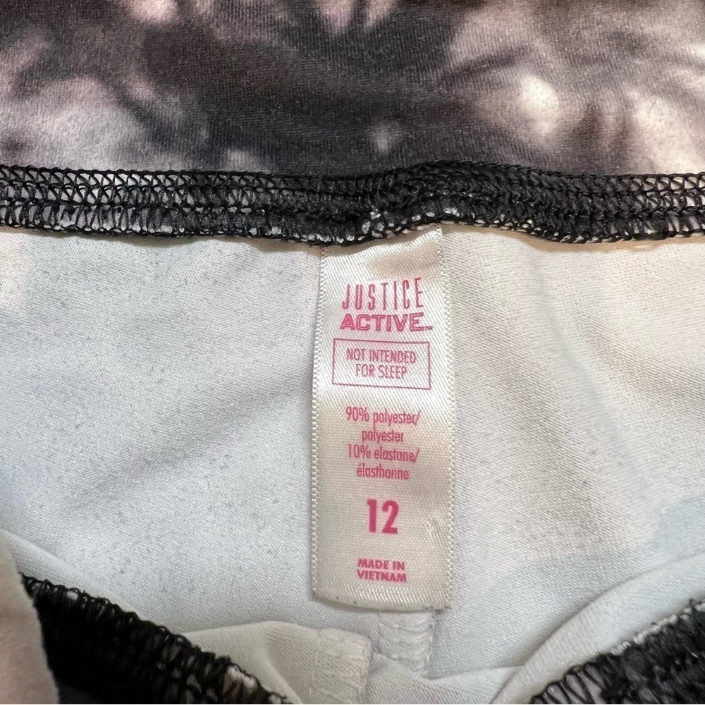 Justice Tie Dye Marble Black and White Stretch Leggings Mid Waist Girls 12 - Picture 6 of 6